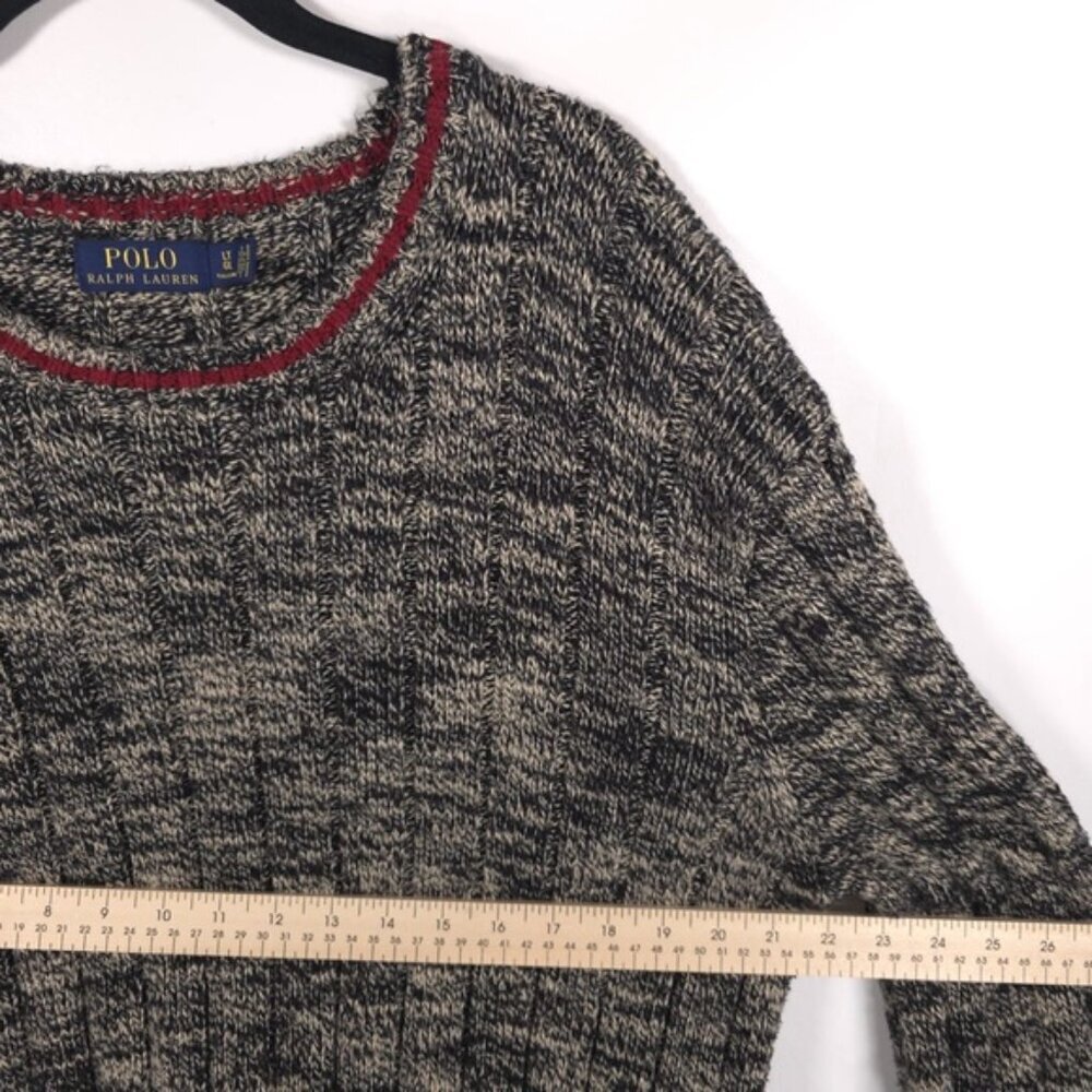 POLO RALPH‎ LAUREN HONG KONG MADE Cotton Knit Pullover Sweater Marled Size LT/GL - Picture 7 of 10